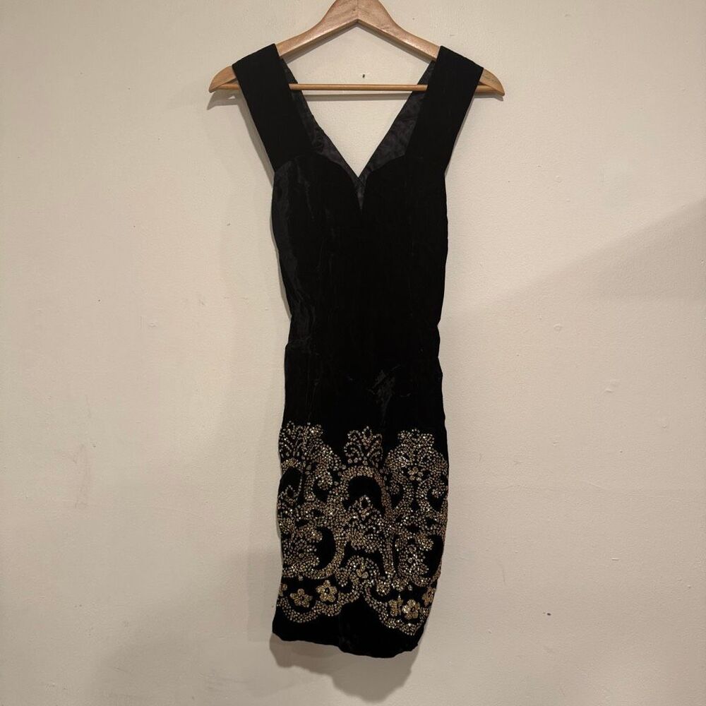 Vintage 1980s Jessica McClintock for Gunne Sax Black Velvet Dress Size 5/6